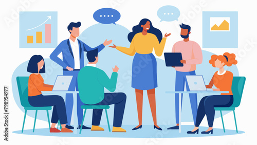 A workshop session where employees engage in role reversals taking on the perspectives of their colleagues to practice empathy and understanding.. Vector illustration