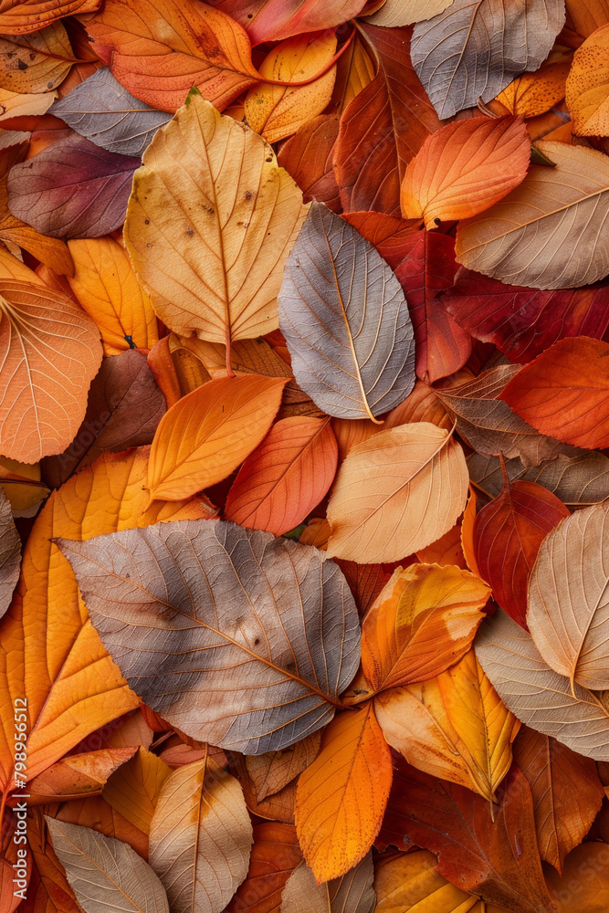The textured surface of fallen autumn leaves, showcasing their vibrant colors and delicate veins. Autumn leaf textures offer a seasonal and natural backdrop The textured surface of fallen autumn leaves, showcasing their vibrant colors and delicate veins. Autumn leaf textures offer a seasonal and natural backdrop