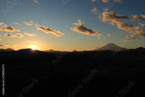 秦野市にある弘法山公園から見る富士山の夕景（こうぼうやま） photo