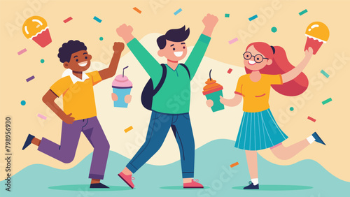 Dancing to upbeat music in a brightly decorated classroom a group of ambitious students celebrated their first successful homework assignment