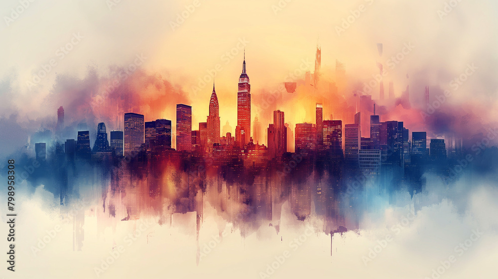 Abstract city building skyline metropolitan area in contemporary color style and futuristic effects. Abstract city building skyline metropolitan area in contemporary color style and futuristic effects.