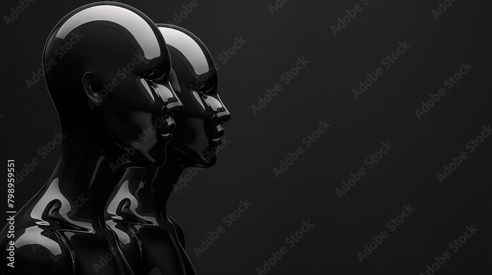 A row of black statues of people standing in a line. The statues are all the same size and shape, and they are all facing the same direction. The image has a monochromatic color scheme
A row of black statues of people standing in a line. The statues are all the same size and shape, and they are all facing the same direction. The image has a monochromatic color scheme