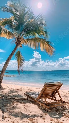 beach chair on tropical beach 