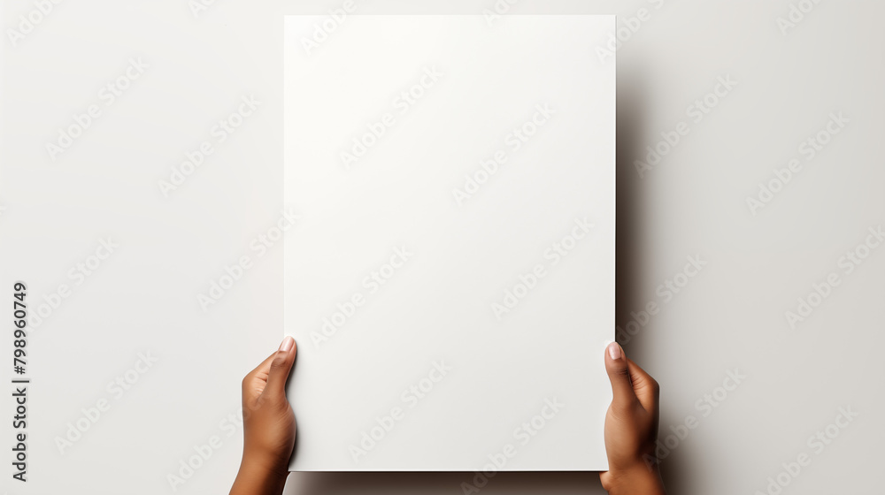Stock image of holding mockup on a white background cut out