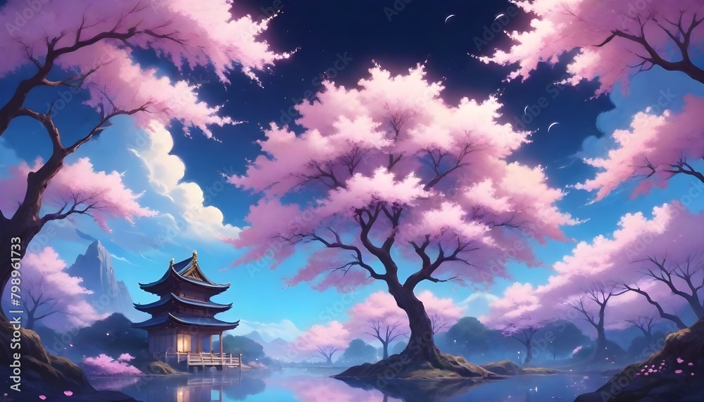 Obraz premium Fantasy Landschaft Japan Style