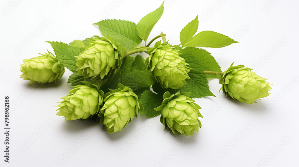 Stock image of green and fresh hop on a white background cut out Stock image of green and fresh hop on a white background cut out