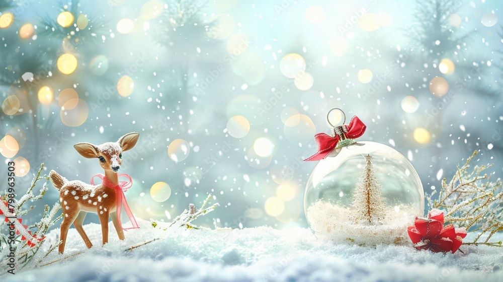 christmas background with deer