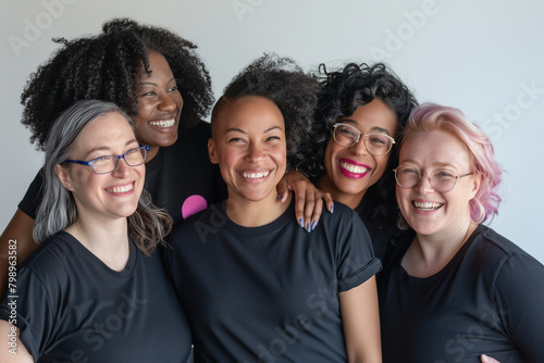 diverse ladies in black, diversity in women friends, females of different races, backgrounds, countries and type © Muhammad Irfan