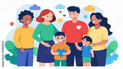 A support group for parents of children with autism providing a safe space for them to connect and share their experiences.. Vector illustration