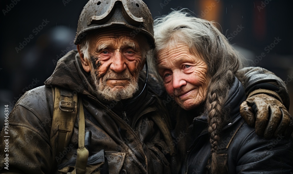 Elderly Man and Woman Posing Together