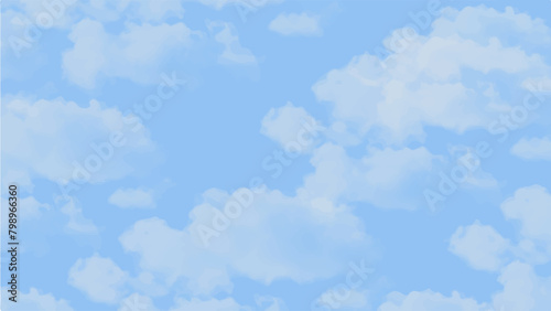 blue sky with clouds. Light sky blue shades watercolor background. Sky Nature Landscape Background. sky background with white fluffy clouds.><