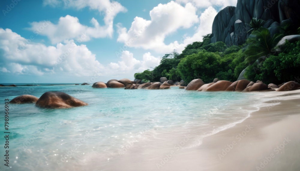 Dream seascape island Digue Seychelles view