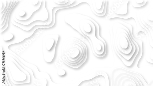 Abstract 3D background creative pattern in illustration with white color design in papercut.Topographic canyon geometric map relief texture with curved layers and shadow. Abstract realistic papercut