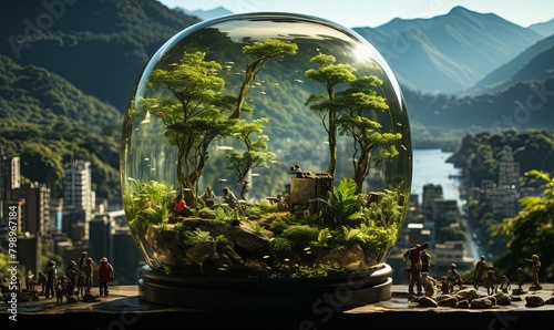 Glass Bowl With Miniature Trees and People © uhdenis