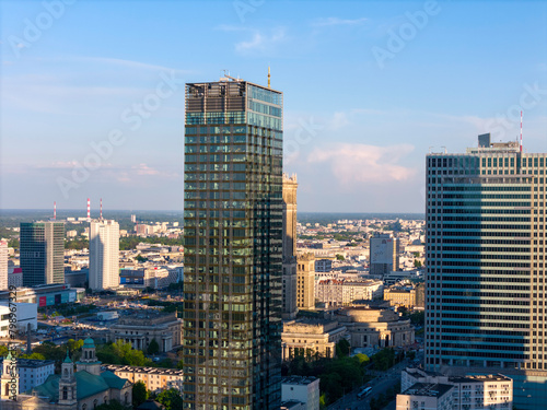 Warszawa  panorama z lotu ptaka. 