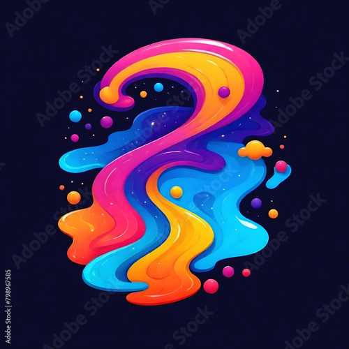 Stylized Galaxy Melting Liquid Cartoon Background Digital Fluid Painting Illustration Colored Design