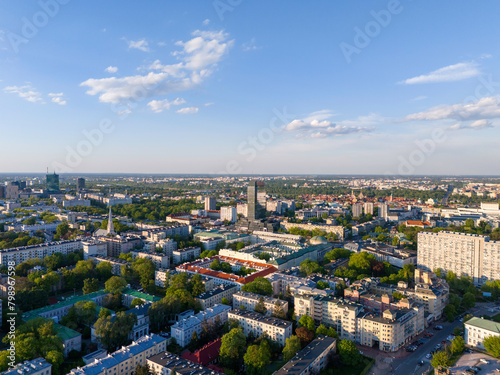 Warszawa, panorama z lotu ptaka. 