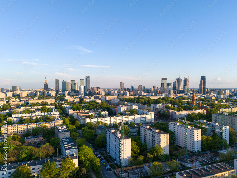 Obraz premium Warszawa, panorama z lotu ptaka. 