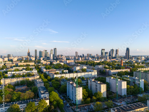 Warszawa, panorama z lotu ptaka. 