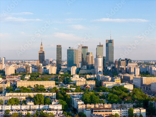Warszawa, panorama z lotu ptaka. 