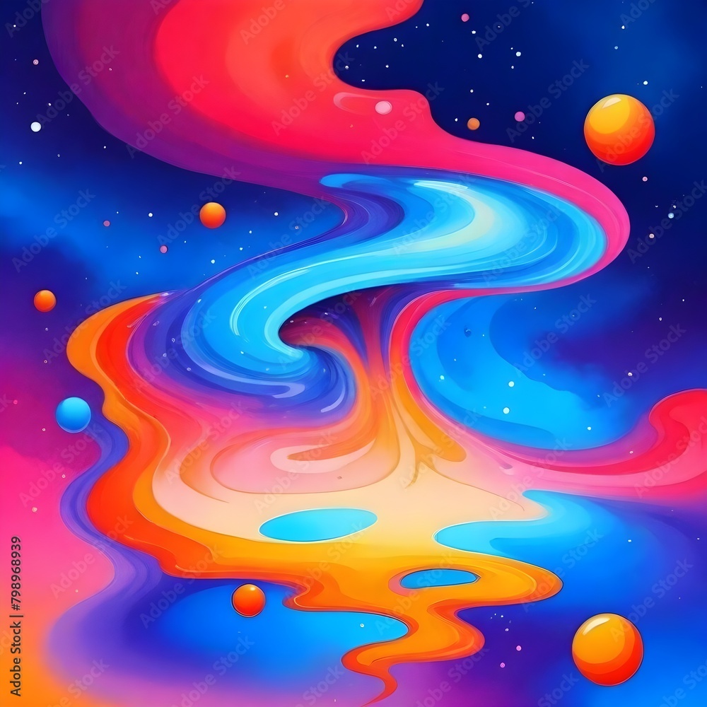 Stylized Galaxy Melting Liquid Cartoon Background Digital Fluid Painting Illustration Colored Design Stylized Galaxy Melting Liquid Cartoon Background Digital Fluid Painting Illustration Colored Design