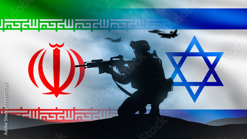 Konstfotografi Flags of Israel and Iran