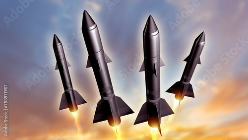 Military missiles fly into ...