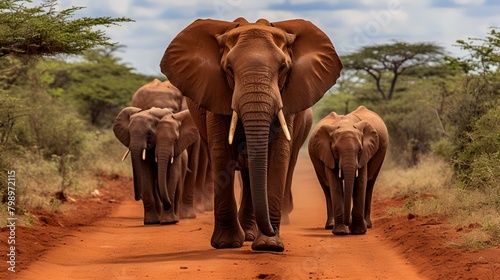 Elephants in Tsavo East National Park in Kenya, Africa photo