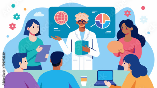 A training session for healthcare professionals on how to recognize and support neurodivergent patients.. Vector illustration