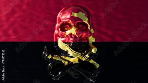 Surreal Skull on Angolan Flag - Symbol of National Reflection © juanjo