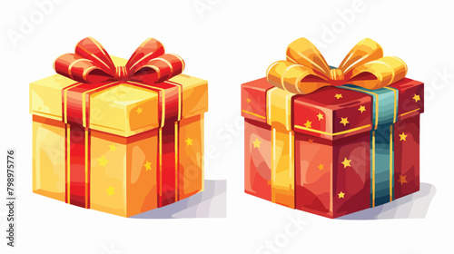 Holiday Christmas gift boxes wrapped in bright colo