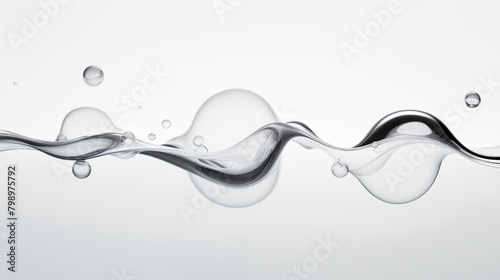 Minimalistic pure flow liquid bubble, white plain background 