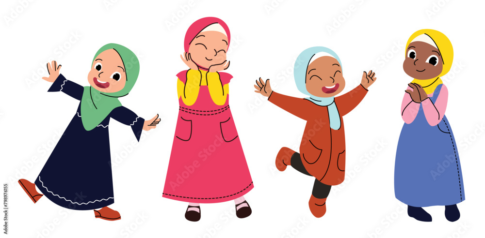 Muslim Kids Illustration. 