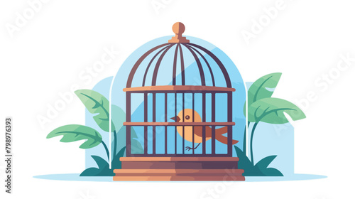 Home bird cage. Birdcage icon. Closed locked empty © zoni