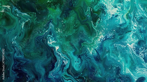 Acrylic Pour in Shades of Blue and Green © 2rogan