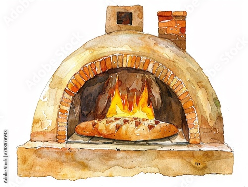 Clipart of a clay bread oven watercolor