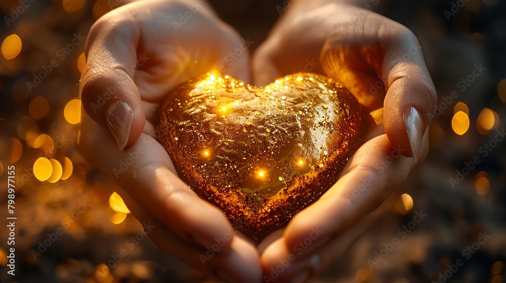 A photo of a person holding a heart-shaped gold nugget in the palm of their hand. A photo of a person holding a heart-shaped gold nugget in the palm of their hand.