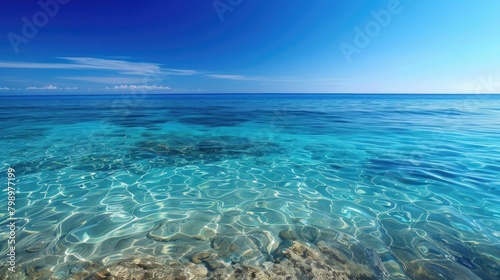 The stunning body of water beneath the clear blue sky