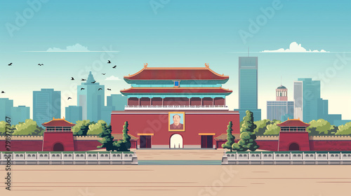 Illustration of Beijing city China photo