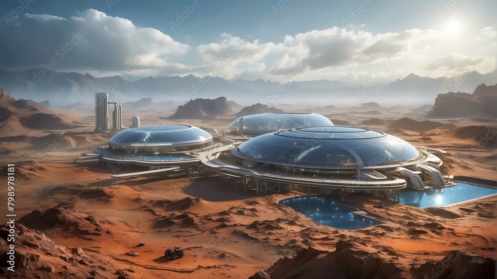 Colonization of Mars. Alien Landscape with Sustainable Energy Hubs ...