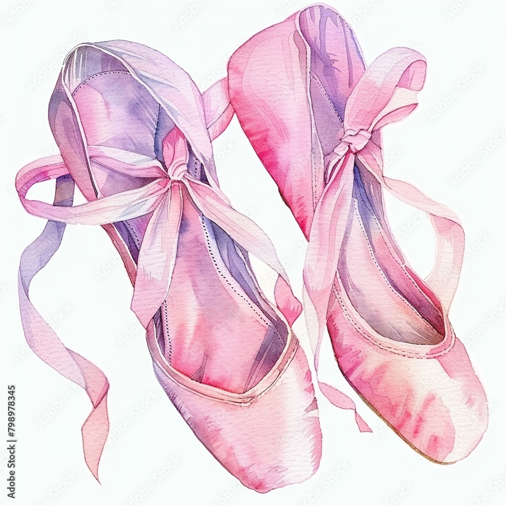 Watercolor illustration of a pair of ballet slippers clipart Watercolor illustration of a pair of ballet slippers clipart