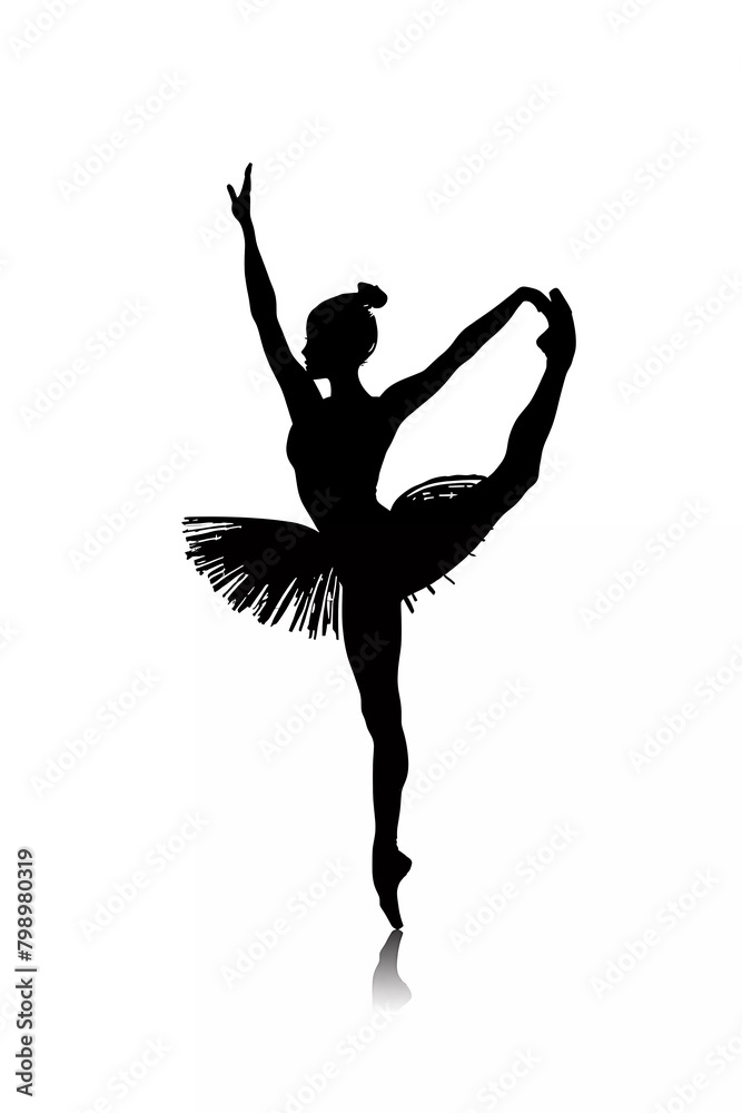 Ballerina woman silhouette vector illustration isolated on white background