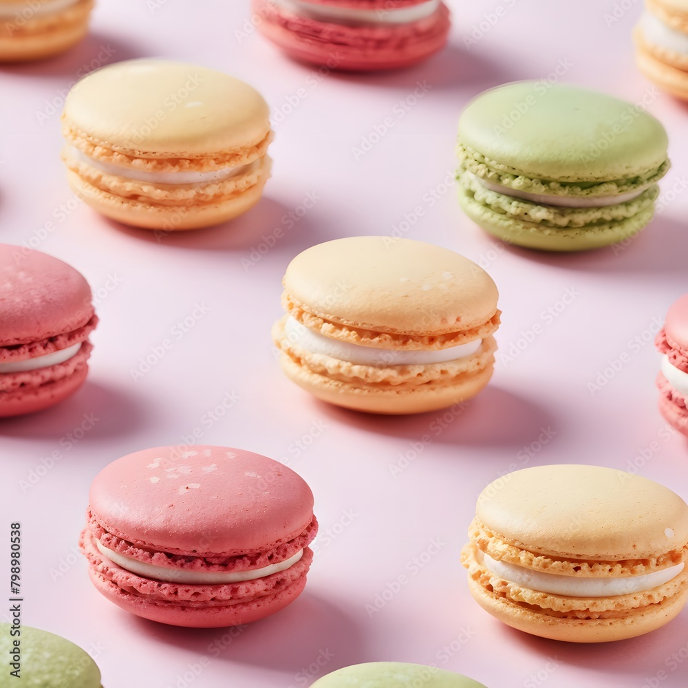 colorful macaroons isolated on pink background