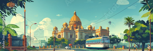 Illustraion of Kolkata city in India photo
