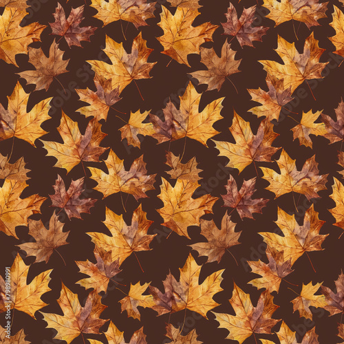 Watercolor autumn leaves seamless design  perfect for fabric  wallpaper  and poster designs