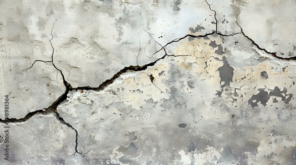 Fototapeta premium House Wall Cracks Cement Wall Crack Background from Ground Subsidence