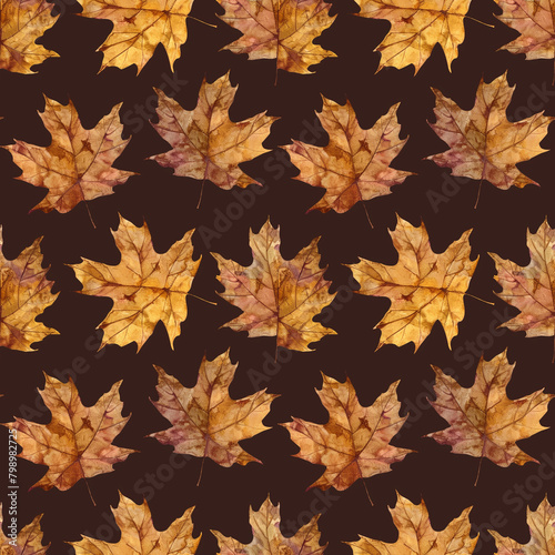 Whimsical watercolor autumn leaves pattern  adding a playful element to textile  wallpaper  and poster backgrounds