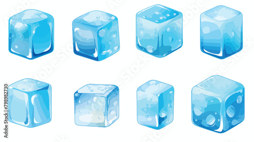 Ice cubes frozen water in plastic molds set. Icecub photo