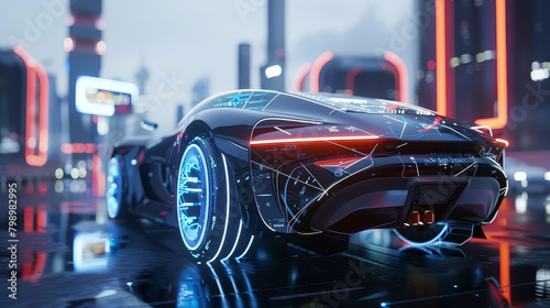 Capture the essence of Rear view Futuristic Technologies in a Digital CG 3D rendering
