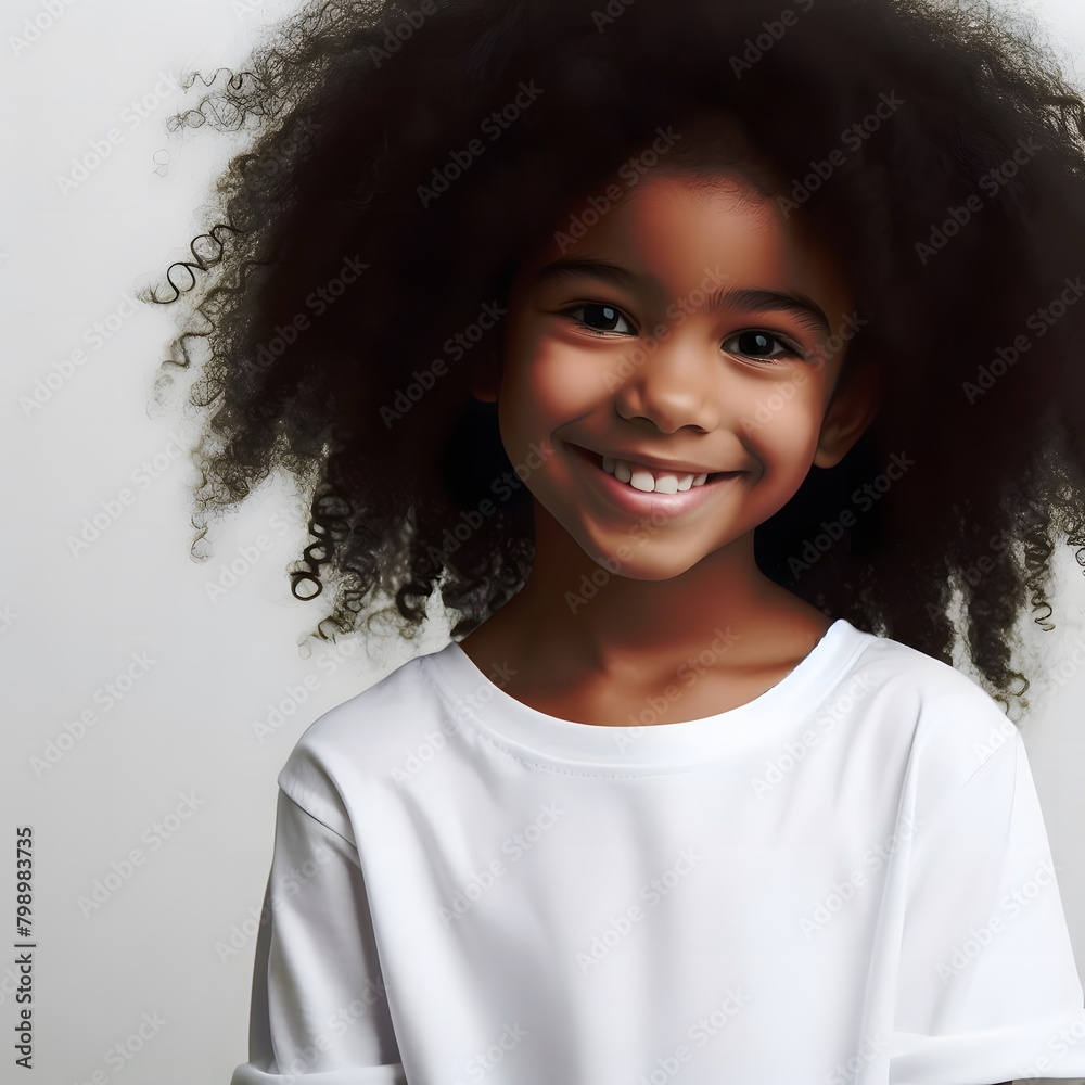 Cheerful young african boy wearing white shirt. Generative Ai Cheerful young african boy wearing white shirt. Generative Ai